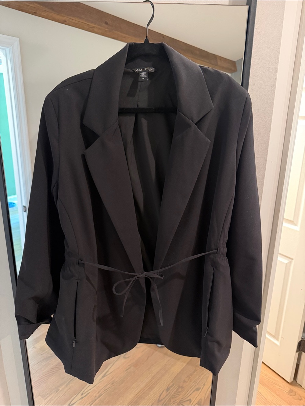 Athleta Black Tie-Waist Blazer Jacket